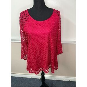 New Directions Lace Hot Pink Blouse